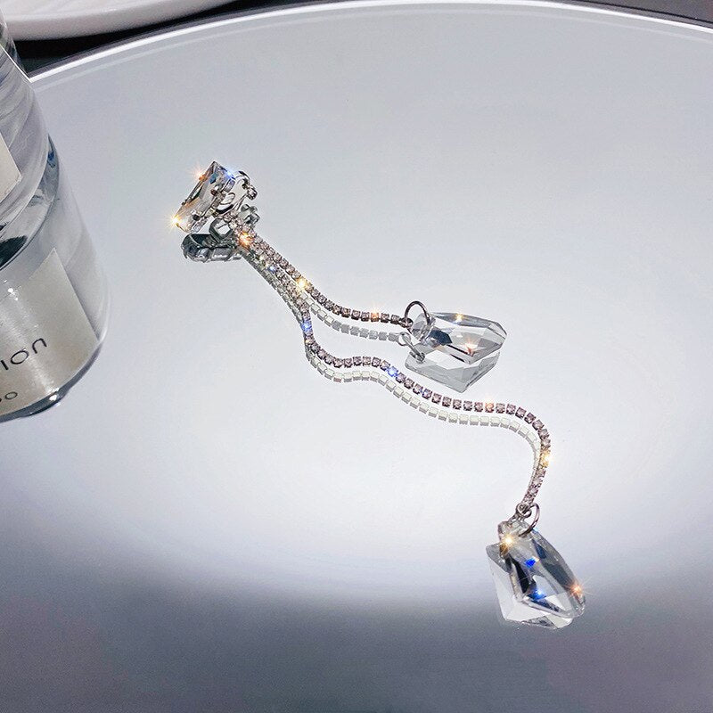 Fashion Korean Rhinestone Water Drop Cuff Earrings