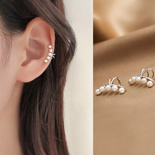 1 pair Chic Pearls Wrap Earcuff Clips Earrings