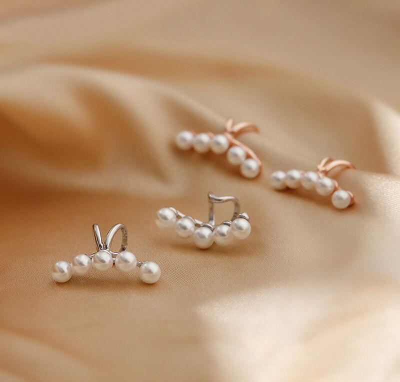 1 pair Chic Pearls Wrap Earcuff Clips Earrings